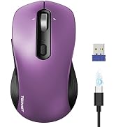 TECKNET Rechargeable Bluetooth Mouse, [ USB + BT5.0 + BT3.0 ] Wireless Mouse, Ergonomic 4-Way Scr...