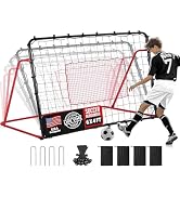 ZEALFEEL Soccer Rebounder Net, 10 Adjustable Angles 6x4FT Soccer Kickback Trainer for Passing, Ba...