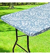 Smiry Rectangle Table Cloth Cover, Waterproof Elastic Fitted Picnic Tablecloth for 6 Foot Tables,...