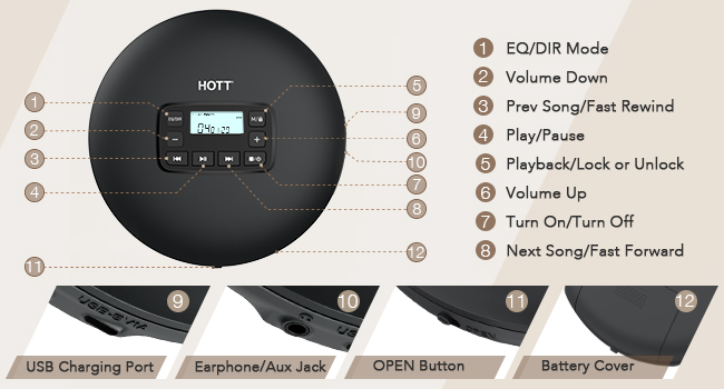 HOTT CD Player Portable