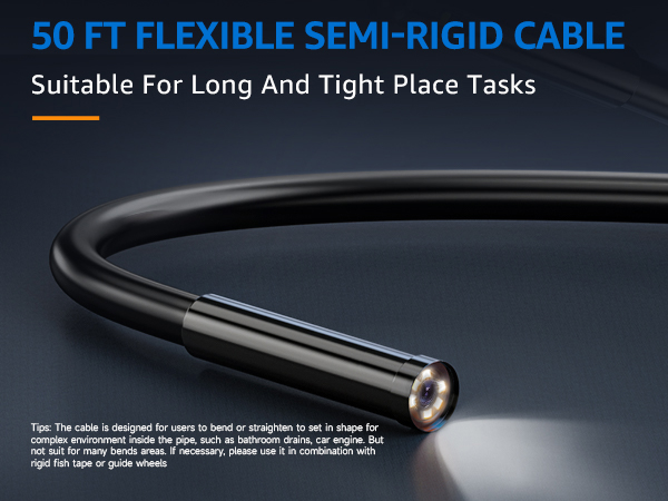 Snake Camera 50ft semi-rigid cable