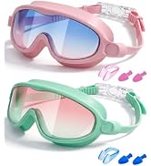 Rantizon Kids Swimming Goggles 2 Pack, Anti Fog&amp;UV Swim Goggles for Boys Girls, No Leak Pool Beac...