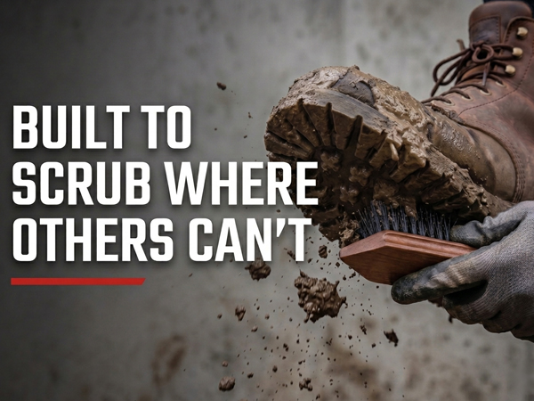 built to scrub where others can&amp;#39;t boot scrubber brush cleaning muddy work boot