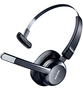 GEARit Wireless Bluetooth Headset with Mic - Multipoint Dual Connect, Noise Cancelling Trucker He...