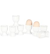 ONTUBE Porcelain Egg Cups,Ceramic Egg Stand Holders for Hard Boiled Eggs Set of 8 (White)