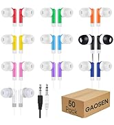 Gaosen 50 Pack Bulk Kids Earbuds for School Classroom, Multi Colored Student Wired Headphones wit...