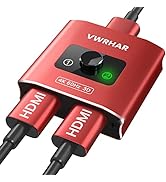 HDMI Switch Splitter 4K@60hz, Aluminum HDMI 2.0 Switcher 2 in 1 Out, HDMI Splitter 1 in 2 Out, Bi...