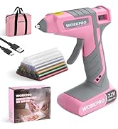 WORKPRO Cordless Hot Glue Gun, 30s Fast Preheating, 7.2V Dual-Temp Glue Gun Kit with 50pcs Glue G...