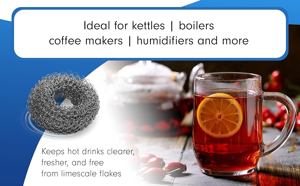 Ideal for kettles, boilers, coffee makers, humidifiers. Fresher, limescale flakes free hot drinks