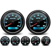 ARTILAURA 7 Gauge Set 3-3/8" 85mm GPS Speedometer, Tachometer, 2-1/16" Fuel Level Gauge, Water Te...