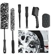 6PCS Car Wheel Brush Kit for Cleaning Wheel and Tire, Car Detailing Cleaning Wash Brush Set, Stif...