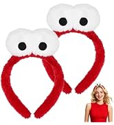 DIYASY 2 Pcs Monster Headband with Big Eyes, Red Plush Eyeball Headwear | Halloween Cartoon Costu...