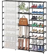 Buzowruil 9 Tiers Large 3 Columns Shoe Rack Shoe Storage Shoe Organizer 30-55 Pairs Shoe Tower wi...