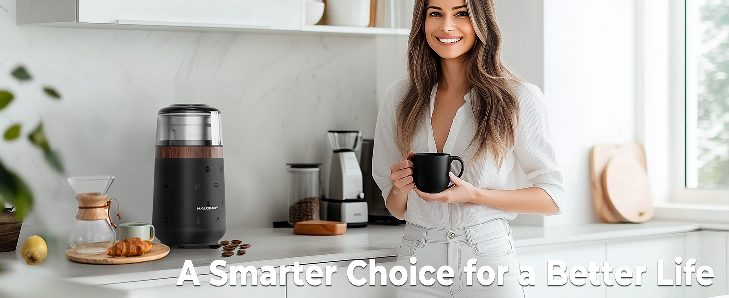HAUSHOF Black Electric Coffee Blade Grinder (UL Plug)