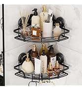 TAILI Powerful Suction Cup Corner Shower Caddy 2 Pack, Stainless Steel Rustproof Shower Shelf wit...