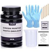 Caydo Screen Printing Photo Emulsion (8.5 oz), Diazo Sensitizer(1g), Measuring Cup, Gloves, and 5...