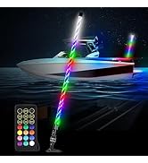 Yiswhis 3FT 360° Spiral Boat Stern Light Boat Anchor Light with Remote Control, Plug-in Base Boat...