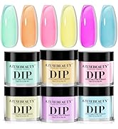 AZUREBEAUTY 6 Colors Jelly Pastel Rainbow Dip Powder Nail Kit, Spring/Summer Neon Colors, French ...