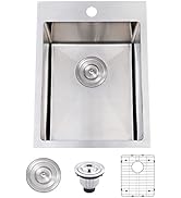 SHACO 15x20 Inch Drop In Bar Sink, Small Kitchen Sink for RV, 16 Gauge 304 Stainless Steel Topmou...