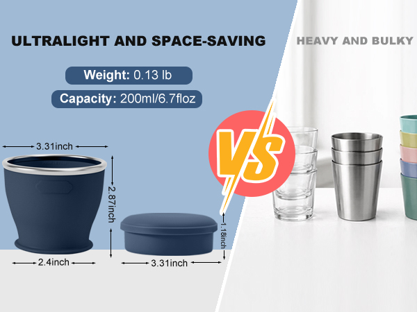 ultralight and space-saving design compared to normal bulky cups