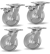 6 Inch Metal Caster Wheels, Steel Casters Set of 4 Heavy Duty - Swivel Casters with Brake, Lockin...