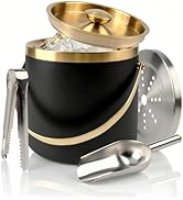 3L Insulated Ice Bucket with Lid, Double Wall Stainless Steel Ice Bucket for Cocktail Bar Champag...