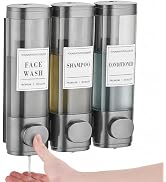 Wall-Mounted Shower Dispenser for Shampoo, Conditioner and Body Wash, 3-Chamber, 300ml Each, Refi...