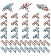 Linkstyle 40PCS Lever Wire Connectors Kit 28-12 AWG, 3 Way T Shape Wire Connectors Electrical Spl...