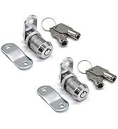 2Pcs Tubular Cam Lock 1 inch Cabinet Lock Keyed Alike with Chrome Finish for Vending Machine Tool...