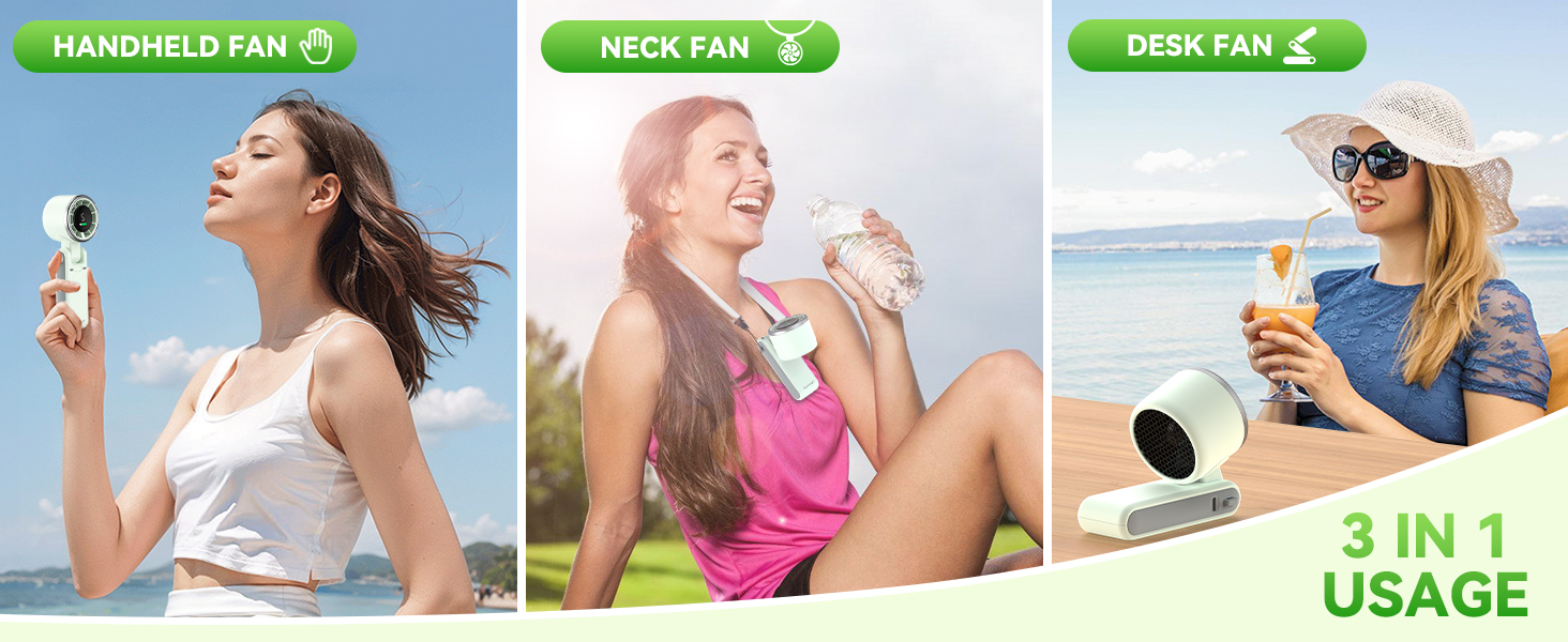 3in1 portable fans neck desk rechargeable fan hand fans fan portable summer outdoor cooling air