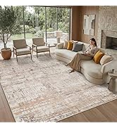 Rugxara 8x10 Modern Abstract Area Rugs,Large Soft Rugs for Living Room,Neutral Washable Rug,Beige...