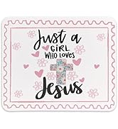 KDHTY Christian Bible Verse Mouse Pad,Preppy Cute Christian Gifts for Women,Just a Girl Who Loves...