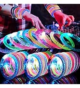 OLUPP 90 Pack Glow Bracelets, Glow Party Supplies Favors,6 Color Glow In The Dark LED Bracelets L...