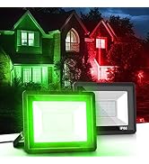 L LOHAS LED Green Christmas Flood Light Outdoor, ???????? ???? ???????? 50W Plug in Flood Light, ...