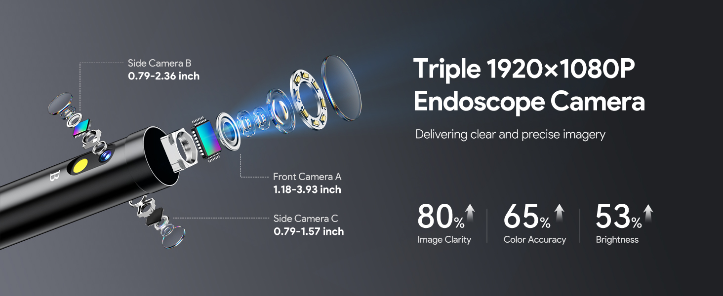 Endoscope Camera with Lights Snake Inspection Scope Camera Industrial Borescope