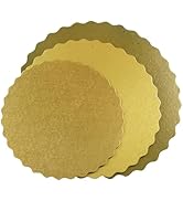 RFAQK Gold Cake Board Rounds Set of 3, Circle Cardboard Base, 9, 11, and 13-Inch. Perfect for Cak...