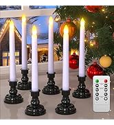 PChero LED Taper Candles with Remote Timers, 6 Pack Flameless Battery Operated Flickering Window ...