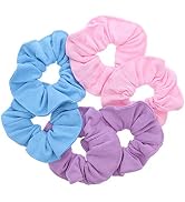 Large Solid Scrunchie - Set of 6-Light Pink Lavender Light Blue
