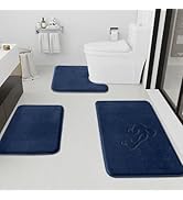 HUXMEYSON Bathroom Rugs Sets 3 Piece, Non-Slip &amp; Quick Dry Bath Mat Set, Ultra Soft Velvet Bath R...
