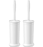 Toilet Brush and Holder 2 Pack, Toilet Bowl Brush with Extra Long Handle, Toilet Scrubber and Cov...