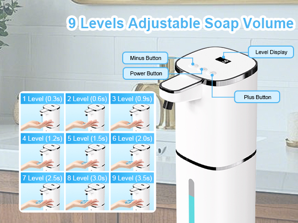9 levels of soap volume adjustment
