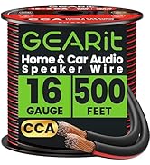 GEARit 16 Gauge Speaker Wire, Speaker Cable 500ft for Car Audio, Home Theater, CCA(Black)
