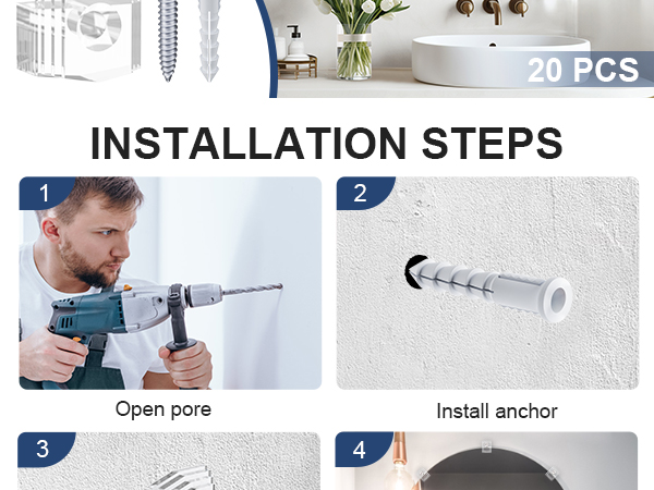 Clear Plastic Mirror Clips for Wall