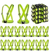 Hercicy 20 Pcs Reflective Vest High Visibility Safety Vests, Adjustable Running Gear Straps Light...