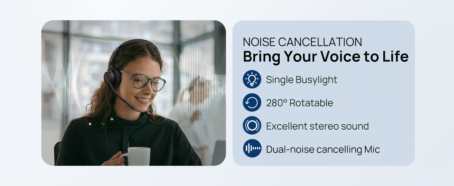 USB headset with microphone PC wired work nosie cancelling office computer headphones mic laptop