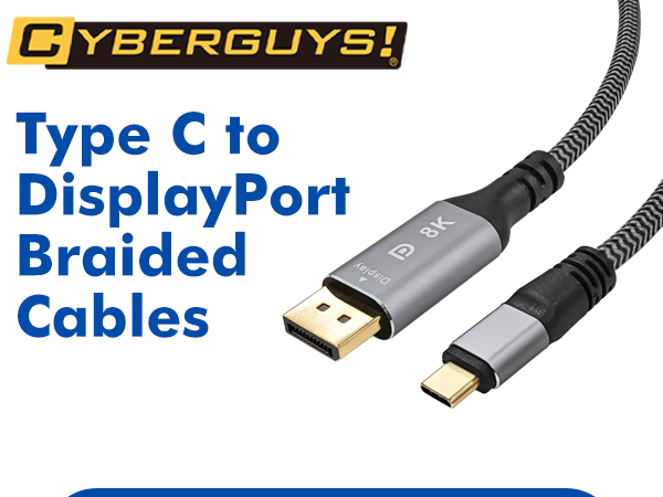 Type C to Display Port 1.4 Braided Cable
