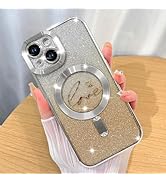 ZIYE Magnetic Case Designed for iPhone 15 Glitter Case Luxury Plating Love Heart Compatible with ...