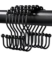 Shower Curtain Hooks, OEH Shower Curtain Rings, Black Shower Curtain Hooks Rust Proof, Smooth Gli...