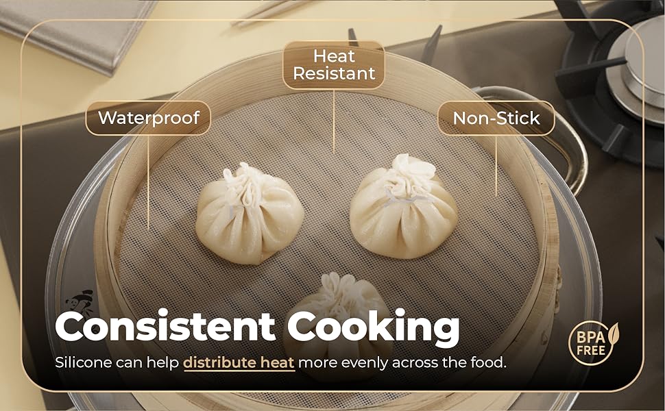 consistent cooking waterproof, heat resistant, non-stick