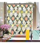 Bloss Stained Glass Window Film for Glass,Rainbow Windows Privacy Film, UV &amp; Heat Blocking Static...